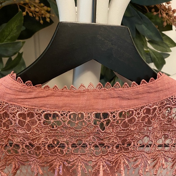 Pretty Lace Panel Top Blouse Shirt SS M - Picture 7 of 9